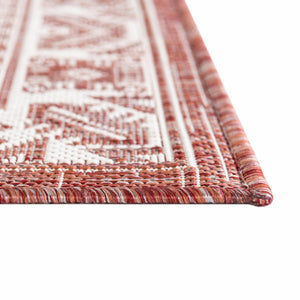 Rust Red 5' 3 x 8' Outdoor Aztec Rectangle Area Rug Weather Resistant for Patio, Deck, Terrace, Balcony, Porch 100% Polypropylene Traditional Carpet Mat for Sale at Rug Engine