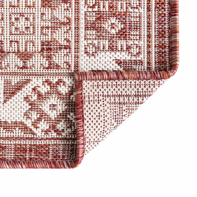 Rust Red 5' 3 x 8' Outdoor Aztec Rectangle Area Rug Weather Resistant for Patio, Deck, Terrace, Balcony, Porch 100% Polypropylene Traditional Carpet Mat for Sale at Rug Engine