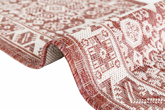 Rust Red 5' 3 x 8' Outdoor Aztec Rectangle Area Rug Weather Resistant for Patio, Deck, Terrace, Balcony, Porch 100% Polypropylene Traditional Carpet Mat for Sale at Rug Engine