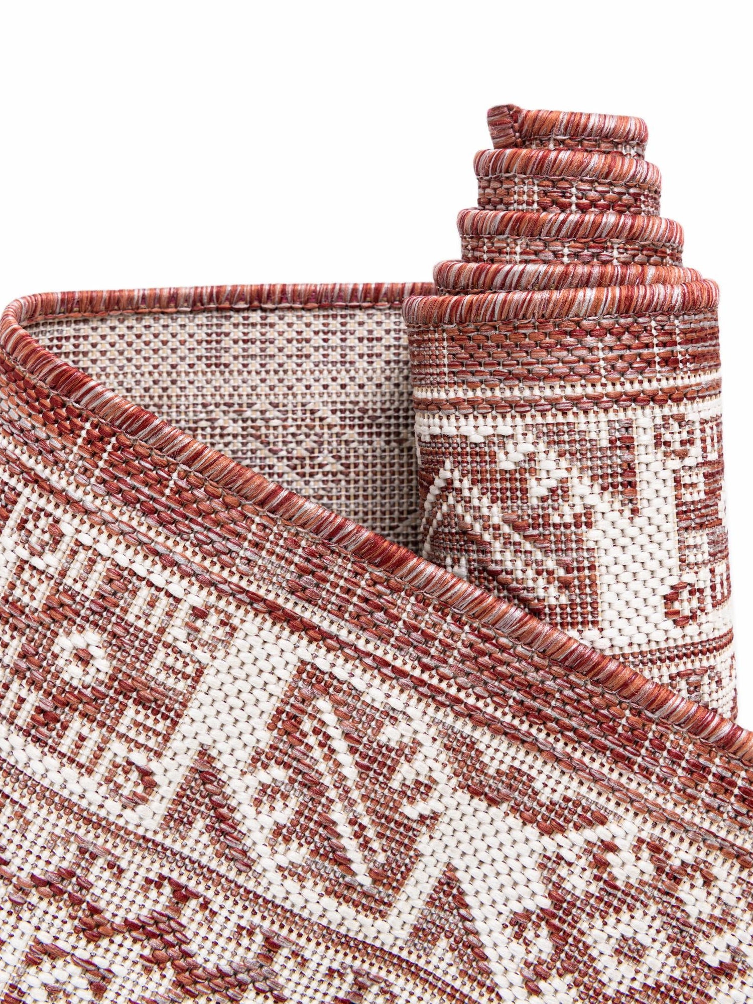 Rust Red 4' 1 x 6' 1 Outdoor Aztec Rectangle Area Rug Weather Resistant for Patio, Deck, Terrace, Balcony, Porch 100% Polypropylene Traditional Carpet Mat for Sale at Rug Engine