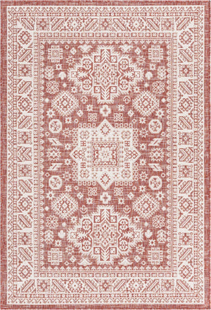 Rust Red 4' 1 x 6' 1 Outdoor Aztec Rectangle Area Rug Weather Resistant for Patio, Deck, Terrace, Balcony, Porch 100% Polypropylene Traditional Carpet Mat for Sale at Rug Engine