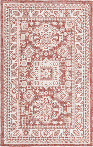 Rust Red 3' 1 x 5' 3 Outdoor Aztec Rectangle Area Rug Weather Resistant for Patio, Deck, Terrace, Balcony, Porch 100% Polypropylene Traditional Carpet Mat for Sale at Rug Engine