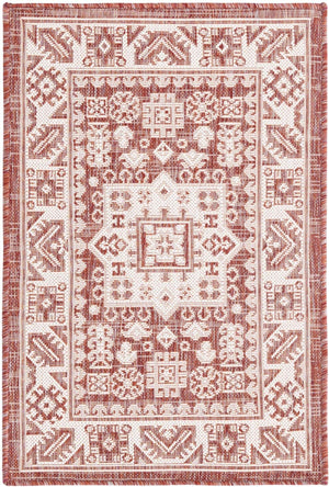Rust Red 2' x 3' 1 Outdoor Aztec Rectangle Area Rug Weather Resistant for Patio, Deck, Terrace, Balcony, Porch 100% Polypropylene Traditional Carpet Mat for Sale at Rug Engine