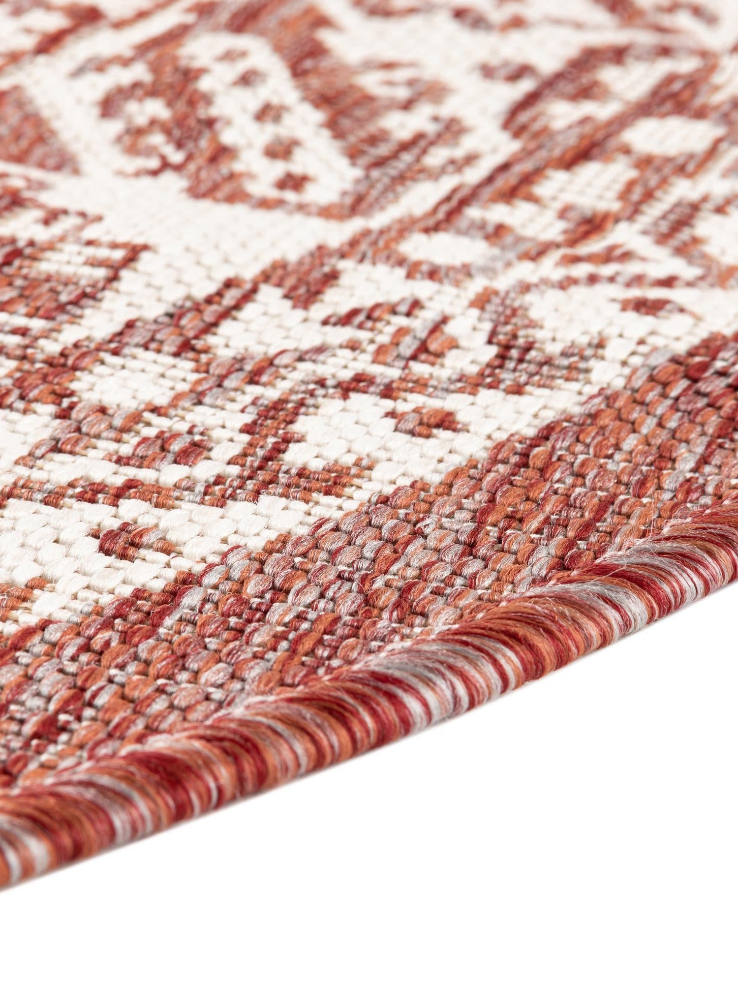 Rust Red 4' 1 x 4' 1 Outdoor Aztec Round Area Rug Weather Resistant for Patio, Deck, Terrace, Balcony, Porch 100% Polypropylene Traditional Carpet Mat for Sale at Rug Engine