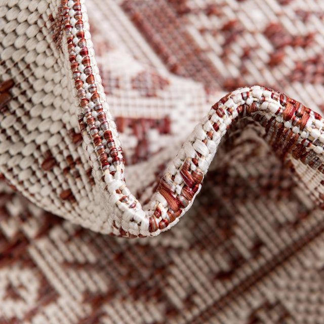 Rust Red 4' 1 x 4' 1 Outdoor Aztec Round Area Rug Weather Resistant for Patio, Deck, Terrace, Balcony, Porch 100% Polypropylene Traditional Carpet Mat for Sale at Rug Engine