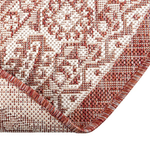Rust Red 4' 1 x 4' 1 Outdoor Aztec Round Area Rug Weather Resistant for Patio, Deck, Terrace, Balcony, Porch 100% Polypropylene Traditional Carpet Mat for Sale at Rug Engine