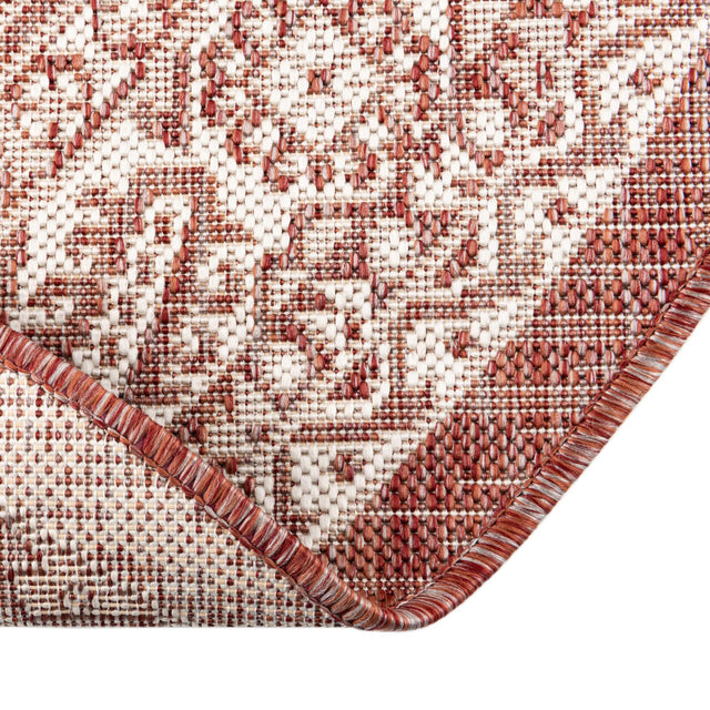 Rust Red 4' 1 x 4' 1 Outdoor Aztec Round Area Rug Weather Resistant for Patio, Deck, Terrace, Balcony, Porch 100% Polypropylene Traditional Carpet Mat for Sale at Rug Engine