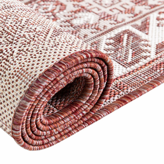 Rust Red 3' 1 x 3' 1 Outdoor Aztec Round Area Rug Weather Resistant for Patio, Deck, Terrace, Balcony, Porch 100% Polypropylene Traditional Carpet Mat for Sale at Rug Engine