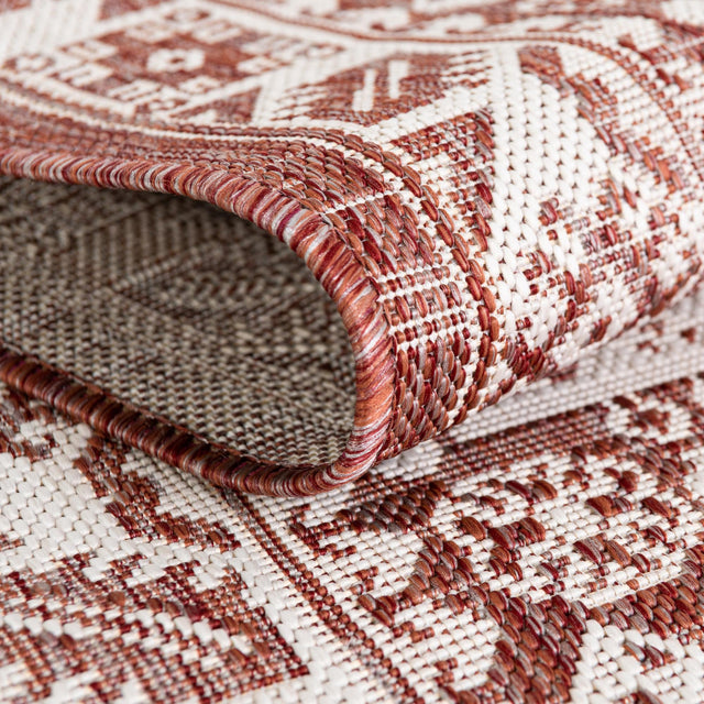 Rust Red 7' 10 x 7' 10 Outdoor Aztec Octagon Area Rug Weather Resistant for Patio, Deck, Terrace, Balcony, Porch 100% Polypropylene Traditional Carpet Mat for Sale at Rug Engine
