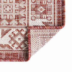 Rust Red 2' 7 x 12' Outdoor Aztec Runner Area Rug Weather Resistant for Patio, Deck, Terrace, Balcony, Porch 100% Polypropylene Traditional Carpet Mat for Sale at Rug Engine
