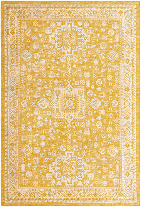 Yellow 10' x 14' 1 Outdoor Aztec Rectangle Rug