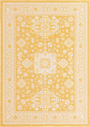 Yellow 7' 10 x 11' Outdoor Aztec Rectangle Area Rug Weather Resistant for Patio, Deck, Terrace, Balcony, Porch 100% Polypropylene Traditional Carpet Mat for Sale at Rug Engine