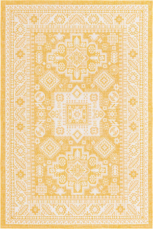 Yellow 6' 1 x 9' Outdoor Aztec Rectangle Area Rug Weather Resistant for Patio, Deck, Terrace, Balcony, Porch 100% Polypropylene Traditional Carpet Mat for Sale at Rug Engine