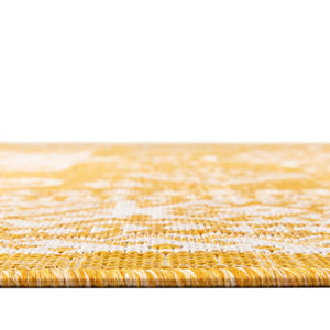 Yellow 5' 3 x 8' Outdoor Aztec Rectangle Area Rug Weather Resistant for Patio, Deck, Terrace, Balcony, Porch 100% Polypropylene Traditional Carpet Mat for Sale at Rug Engine
