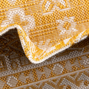 Yellow 10' x 14' 1 Outdoor Aztec Rectangle Rug