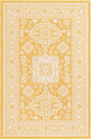 Yellow 5' 3 x 8' Outdoor Aztec Rectangle Area Rug Weather Resistant for Patio, Deck, Terrace, Balcony, Porch 100% Polypropylene Traditional Carpet Mat for Sale at Rug Engine