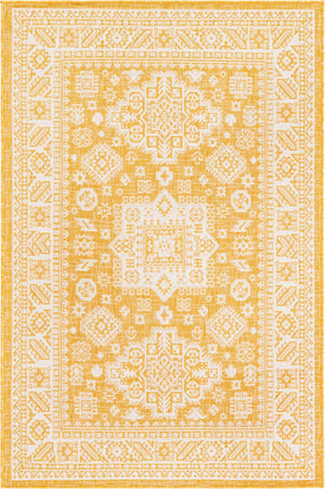 Yellow 4' 1 x 6' 1 Outdoor Aztec Rectangle Rug