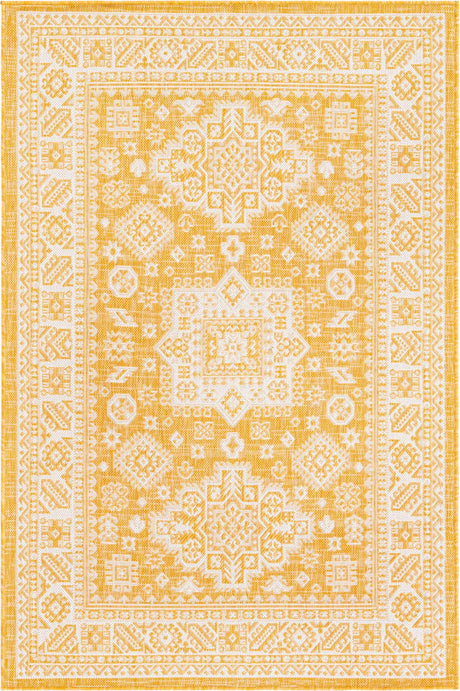 Yellow 4' 1 x 6' 1 Outdoor Aztec Rectangle Rug