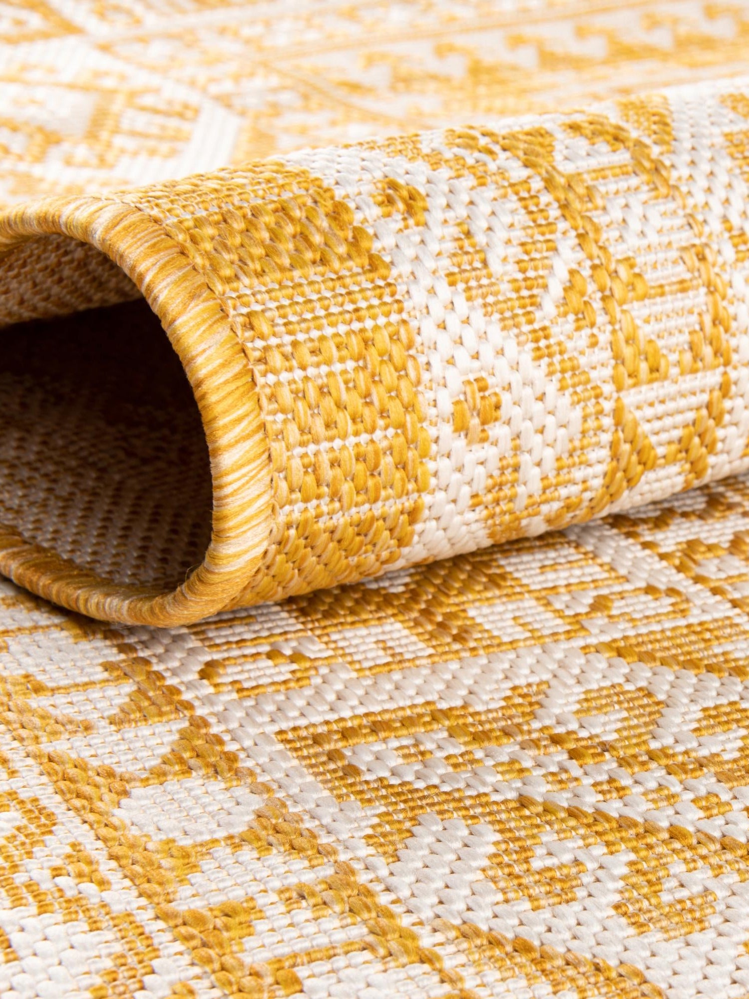 Yellow 3' 1 x 3' 1 Outdoor Aztec Round Area Rug Weather Resistant for Patio, Deck, Terrace, Balcony, Porch 100% Polypropylene Traditional Carpet Mat for Sale at Rug Engine