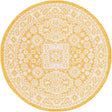 Yellow 4' 1 x 4' 1 Outdoor Aztec Round Area Rug Weather Resistant for Patio, Deck, Terrace, Balcony, Porch 100% Polypropylene Traditional Carpet Mat for Sale at Rug Engine