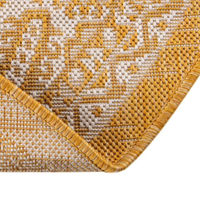 Yellow 3' 1 x 5' 3 Outdoor Aztec Oval Area Rug Weather Resistant for Patio, Deck, Terrace, Balcony, Porch 100% Polypropylene Traditional Carpet Mat for Sale at Rug Engine