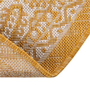 Yellow 7' 10 x 10' Outdoor Aztec Oval Area Rug Weather Resistant for Patio, Deck, Terrace, Balcony, Porch 100% Polypropylene Traditional Carpet Mat for Sale at Rug Engine