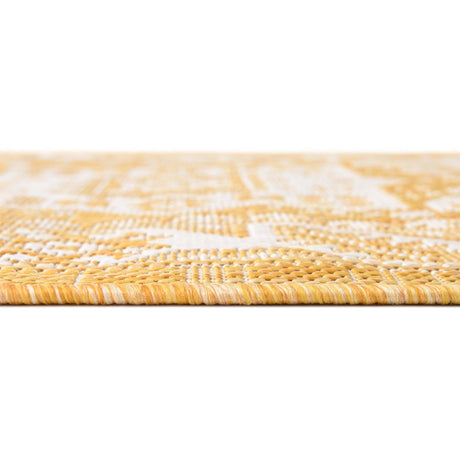 Yellow 5' 3 x 5' 3 Outdoor Aztec Octagon Area Rug Weather Resistant for Patio, Deck, Terrace, Balcony, Porch 100% Polypropylene Traditional Carpet Mat for Sale at Rug Engine