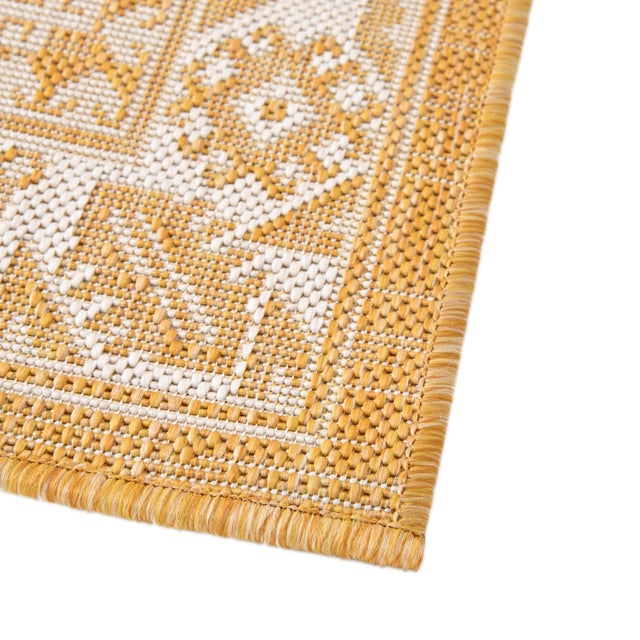 Yellow 5' 3 x 5' 3 Outdoor Aztec Octagon Area Rug Weather Resistant for Patio, Deck, Terrace, Balcony, Porch 100% Polypropylene Traditional Carpet Mat for Sale at Rug Engine