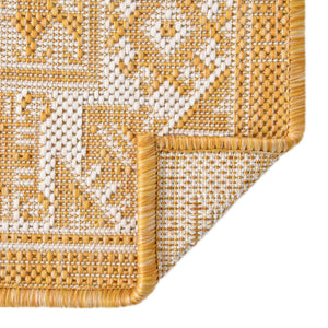 Yellow 5' 3 x 5' 3 Outdoor Aztec Octagon Area Rug Weather Resistant for Patio, Deck, Terrace, Balcony, Porch 100% Polypropylene Traditional Carpet Mat for Sale at Rug Engine