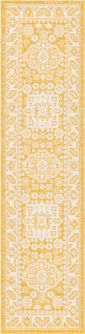 Yellow 2' x 8' Outdoor Aztec Runner Area Rug Weather Resistant for Patio, Deck, Terrace, Balcony, Porch 100% Polypropylene Traditional Carpet Mat for Sale at Rug Engine