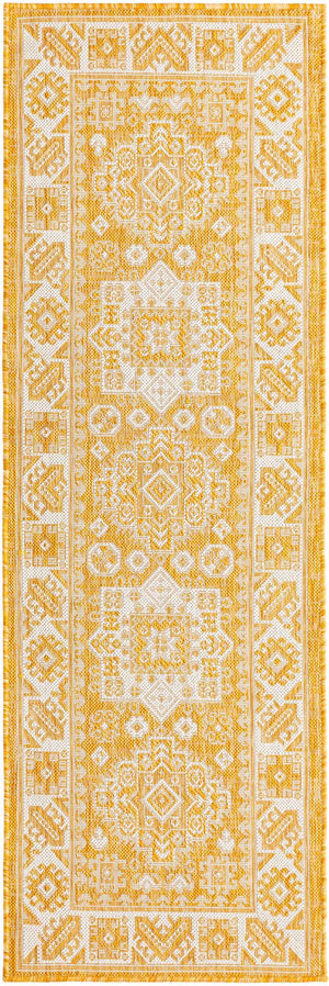 Yellow 2' x 6' 1 Outdoor Aztec Runner Area Rug Weather Resistant for Patio, Deck, Terrace, Balcony, Porch 100% Polypropylene Traditional Carpet Mat for Sale at Rug Engine