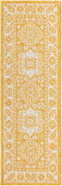 Yellow 2' x 6' 1 Outdoor Aztec Runner Area Rug Weather Resistant for Patio, Deck, Terrace, Balcony, Porch 100% Polypropylene Traditional Carpet Mat for Sale at Rug Engine