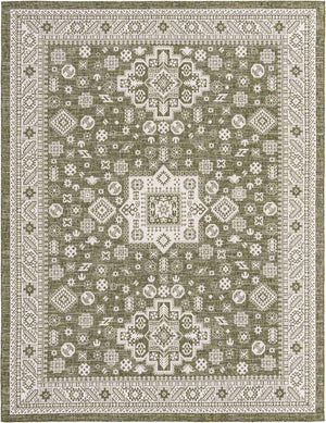 Green 10' x 13' 1 Outdoor Aztec Rectangle Area Rug Weather Resistant for Patio, Deck, Terrace, Balcony, Porch 100% Polypropylene Traditional Carpet Mat for Sale at Rug Engine