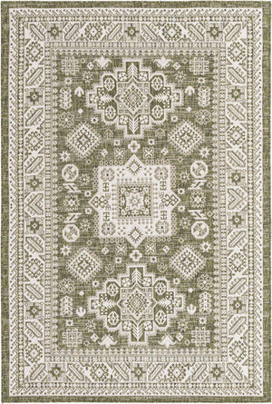 Green 5' 3 x 8' Outdoor Aztec Rectangle Area Rug Weather Resistant for Patio, Deck, Terrace, Balcony, Porch 100% Polypropylene Traditional Carpet Mat for Sale at Rug Engine