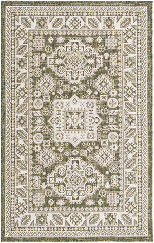 Green 3' 1 x 5' 3 Outdoor Aztec Rectangle Area Rug Weather Resistant for Patio, Deck, Terrace, Balcony, Porch 100% Polypropylene Traditional Carpet Mat for Sale at Rug Engine