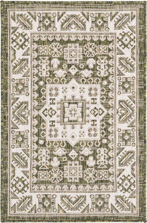 Green 2' x 3' 1 Outdoor Aztec Rectangle Area Rug Weather Resistant for Patio, Deck, Terrace, Balcony, Porch 100% Polypropylene Traditional Carpet Mat for Sale at Rug Engine