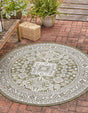 Green 13' 1 x 13' 1 Outdoor Aztec Round Area Rug Weather Resistant for Patio, Deck, Terrace, Balcony, Porch 100% Polypropylene Traditional Carpet Mat for Sale at Rug Engine