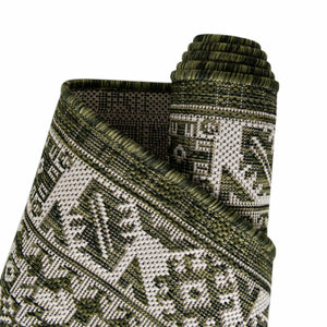 Green 3' 1 x 3' 1 Outdoor Aztec Round Rug