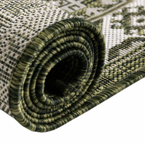 Green 13' 1 x 13' 1 Outdoor Aztec Round Area Rug Weather Resistant for Patio, Deck, Terrace, Balcony, Porch 100% Polypropylene Traditional Carpet Mat for Sale at Rug Engine