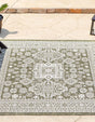 Green 5' 3 x 5' 3 Outdoor Aztec Square Area Rug Weather Resistant for Patio, Deck, Terrace, Balcony, Porch 100% Polypropylene Traditional Carpet Mat for Sale at Rug Engine