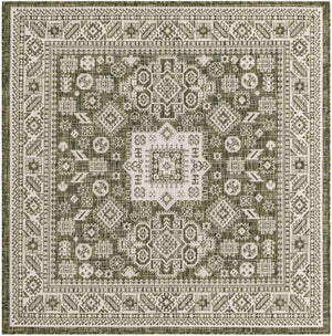 Green 5' 3 x 5' 3 Outdoor Aztec Square Area Rug Weather Resistant for Patio, Deck, Terrace, Balcony, Porch 100% Polypropylene Traditional Carpet Mat for Sale at Rug Engine