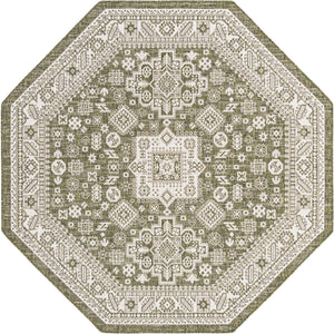 Green 7' 10 x 7' 10 Outdoor Aztec Octagon Area Rug Weather Resistant for Patio, Deck, Terrace, Balcony, Porch 100% Polypropylene Traditional Carpet Mat for Sale at Rug Engine