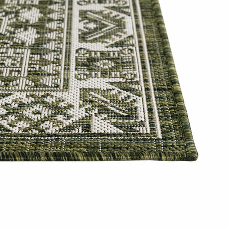 Green 5' 3 x 5' 3 Outdoor Aztec Octagon Area Rug Weather Resistant for Patio, Deck, Terrace, Balcony, Porch 100% Polypropylene Traditional Carpet Mat for Sale at Rug Engine