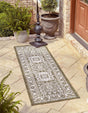 Green 2' 7 x 12' Outdoor Aztec Runner Area Rug Weather Resistant for Patio, Deck, Terrace, Balcony, Porch 100% Polypropylene Traditional Carpet Mat for Sale at Rug Engine