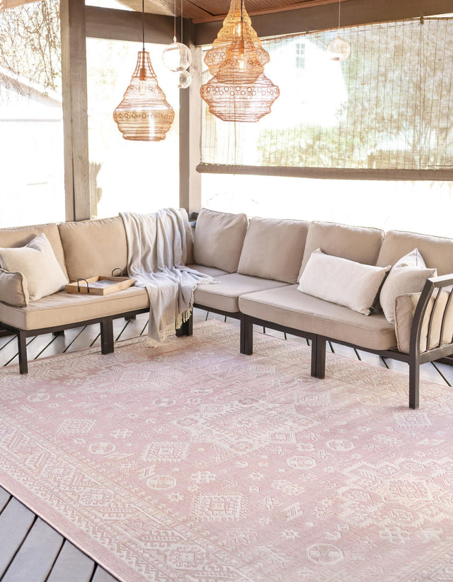 Pink 6' 1 x 9' Outdoor Aztec Rectangle Area Rug Weather Resistant for Patio, Deck, Terrace, Balcony, Porch 100% Polypropylene Traditional Carpet Mat for Sale at Rug Engine