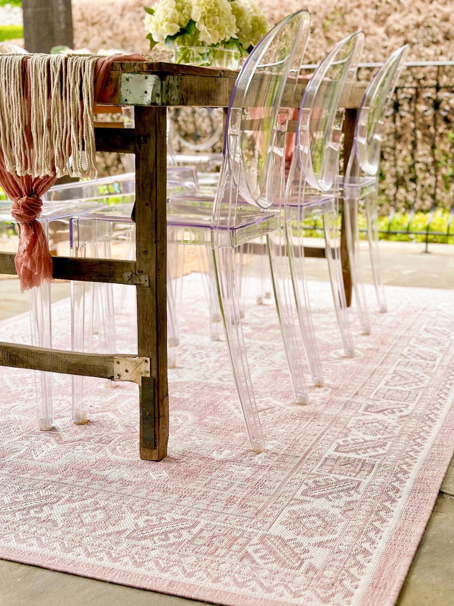 Pink 6' 1 x 9' Outdoor Aztec Rectangle Area Rug Weather Resistant for Patio, Deck, Terrace, Balcony, Porch 100% Polypropylene Traditional Carpet Mat for Sale at Rug Engine