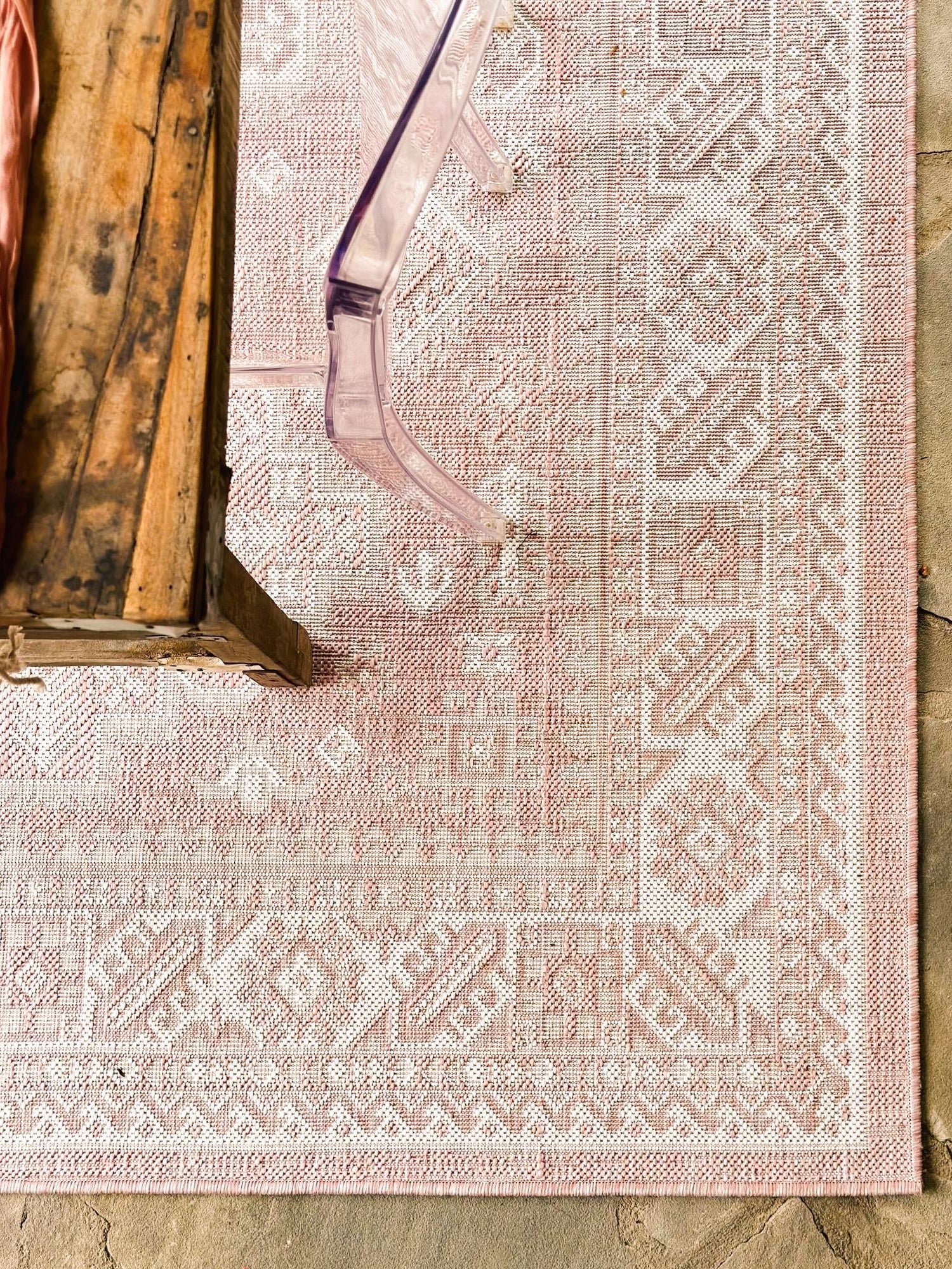 Pink 6' 1 x 9' Outdoor Aztec Rectangle Area Rug Weather Resistant for Patio, Deck, Terrace, Balcony, Porch 100% Polypropylene Traditional Carpet Mat for Sale at Rug Engine