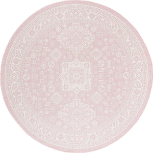 Pink 7' 10 x 7' 10 Outdoor Aztec Round Area Rug Weather Resistant for Patio, Deck, Terrace, Balcony, Porch 100% Polypropylene Traditional Carpet Mat for Sale at Rug Engine