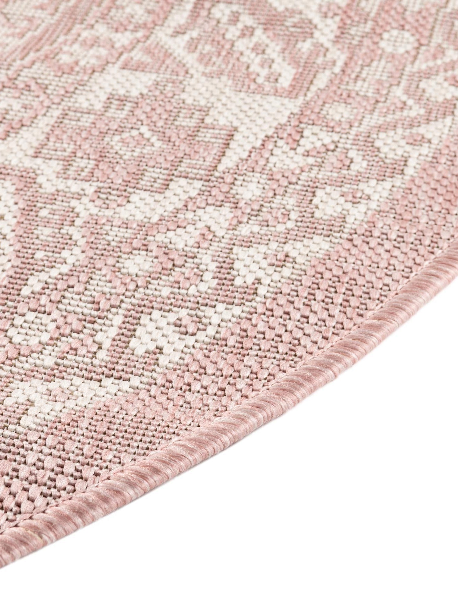 Pink 3' 1 x 3' 1 Outdoor Aztec Round Area Rug Weather Resistant for Patio, Deck, Terrace, Balcony, Porch 100% Polypropylene Traditional Carpet Mat for Sale at Rug Engine