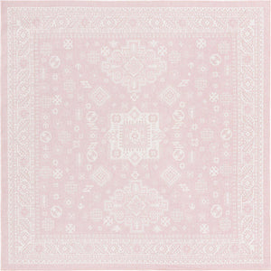 Pink 10' x 10' Outdoor Aztec Square Area Rug Weather Resistant for Patio, Deck, Terrace, Balcony, Porch 100% Polypropylene Traditional Carpet Mat for Sale at Rug Engine